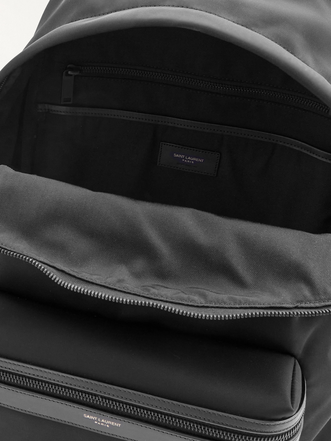 Saint Laurent City Leather-trimmed Shell Backpack In Black