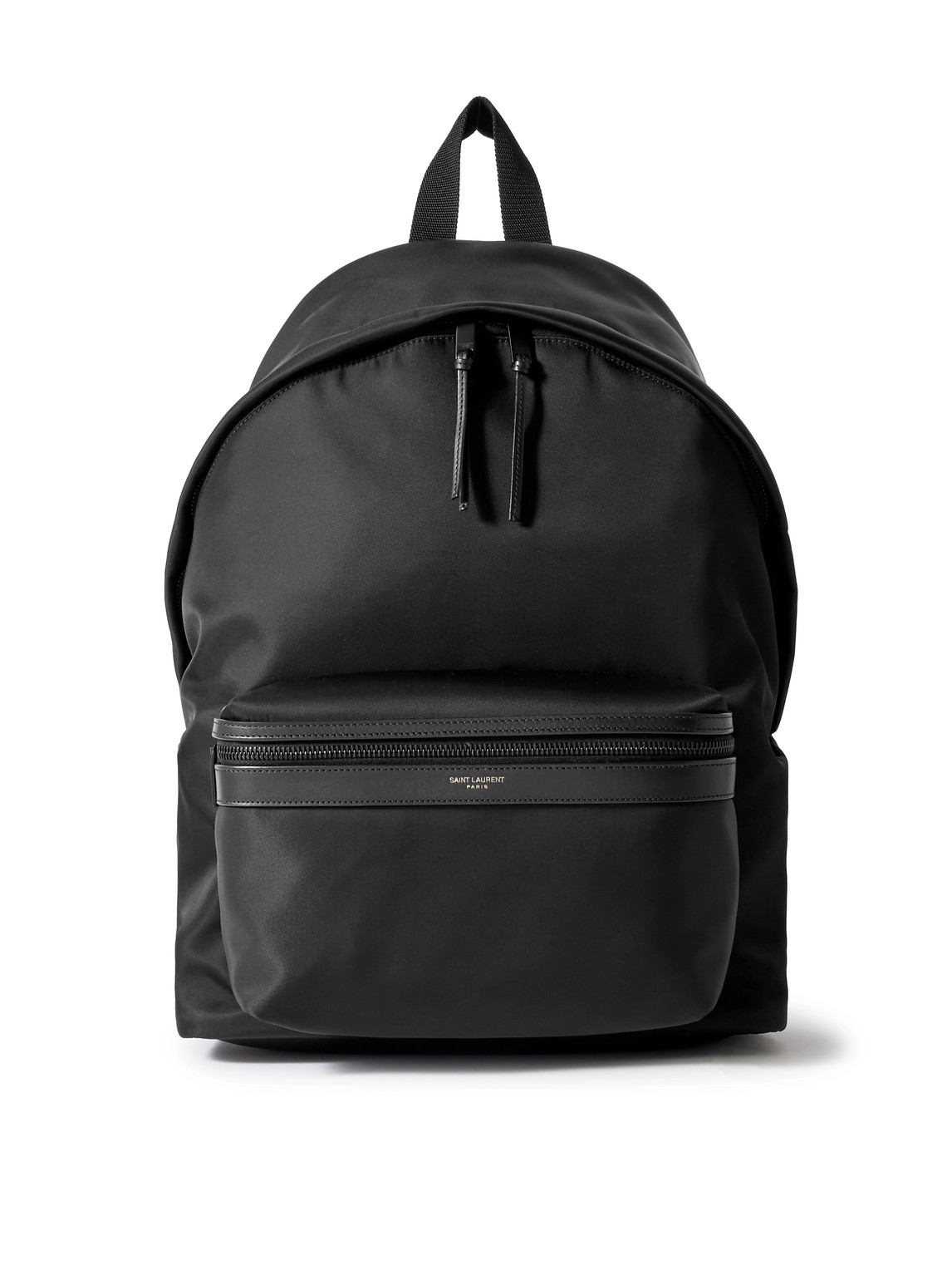 Saint Laurent City Leather-trimmed Shell Backpack In Black