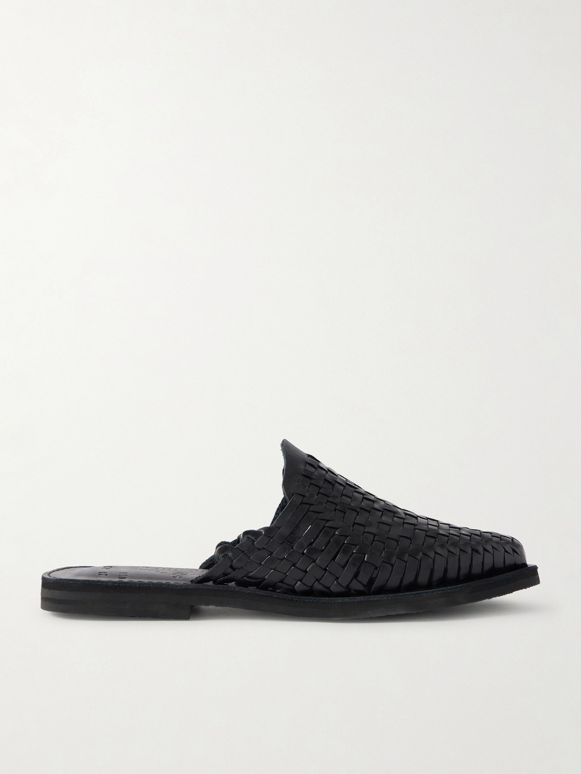 Yuketen Polanco Woven Leather Mules In Black