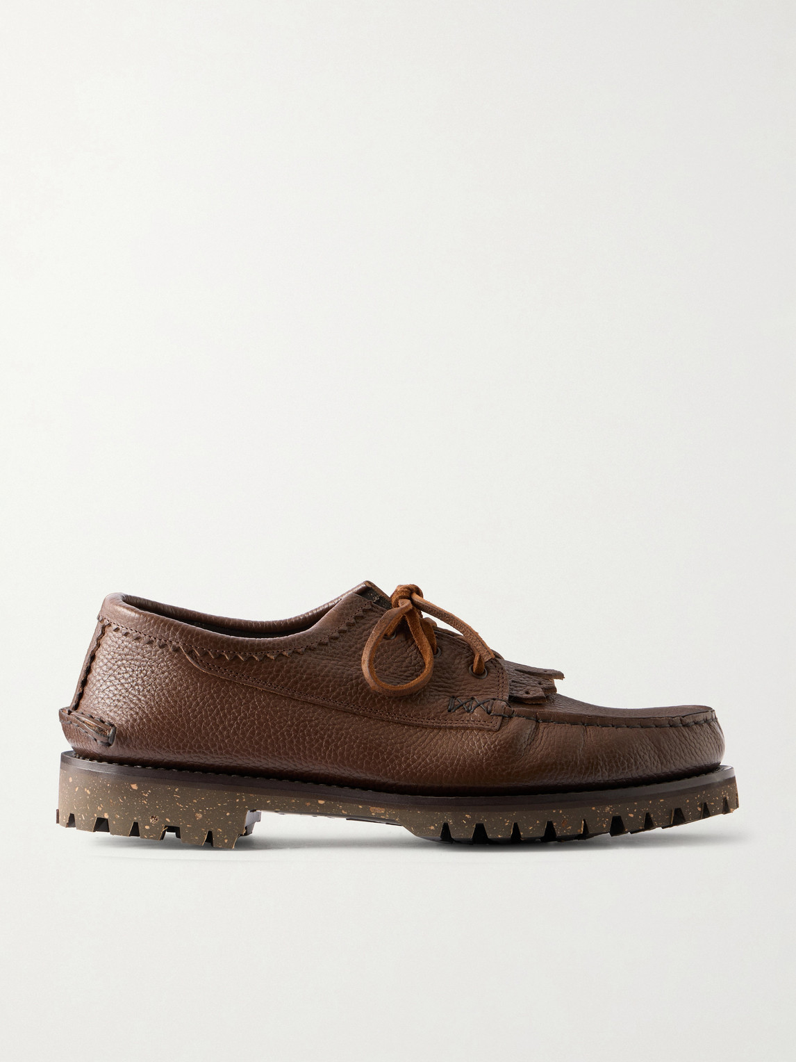 Yuketen Italian Blucher Full-grain Leather Boat Shoes In Brown