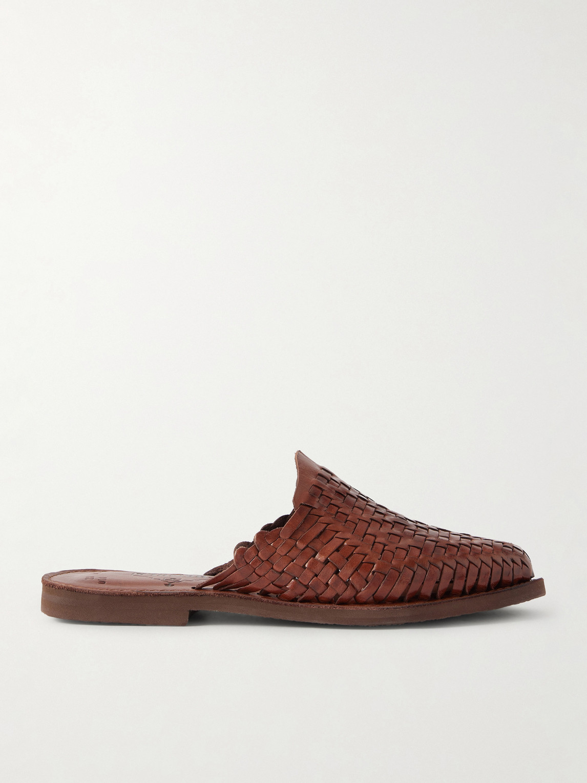 Yuketen Polanco Woven Leather Mules In Brown