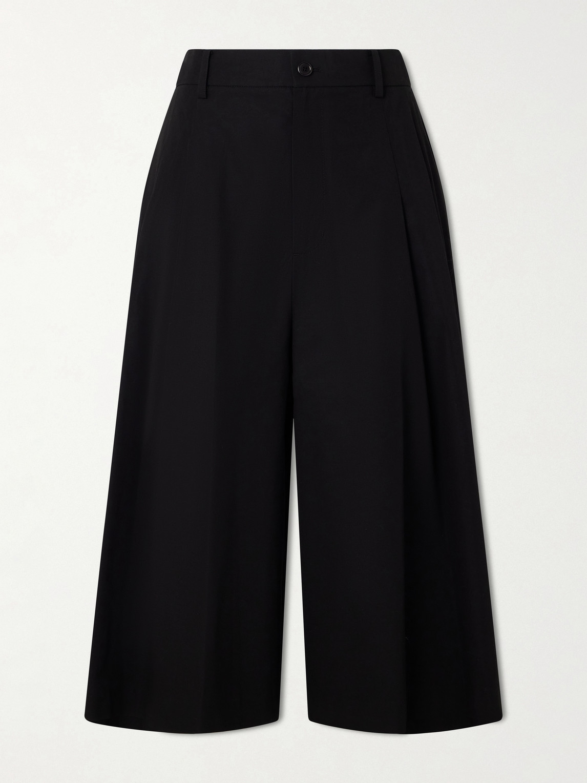 Amomento Cotton-blend Wide-leg Bermuda Shorts In Black