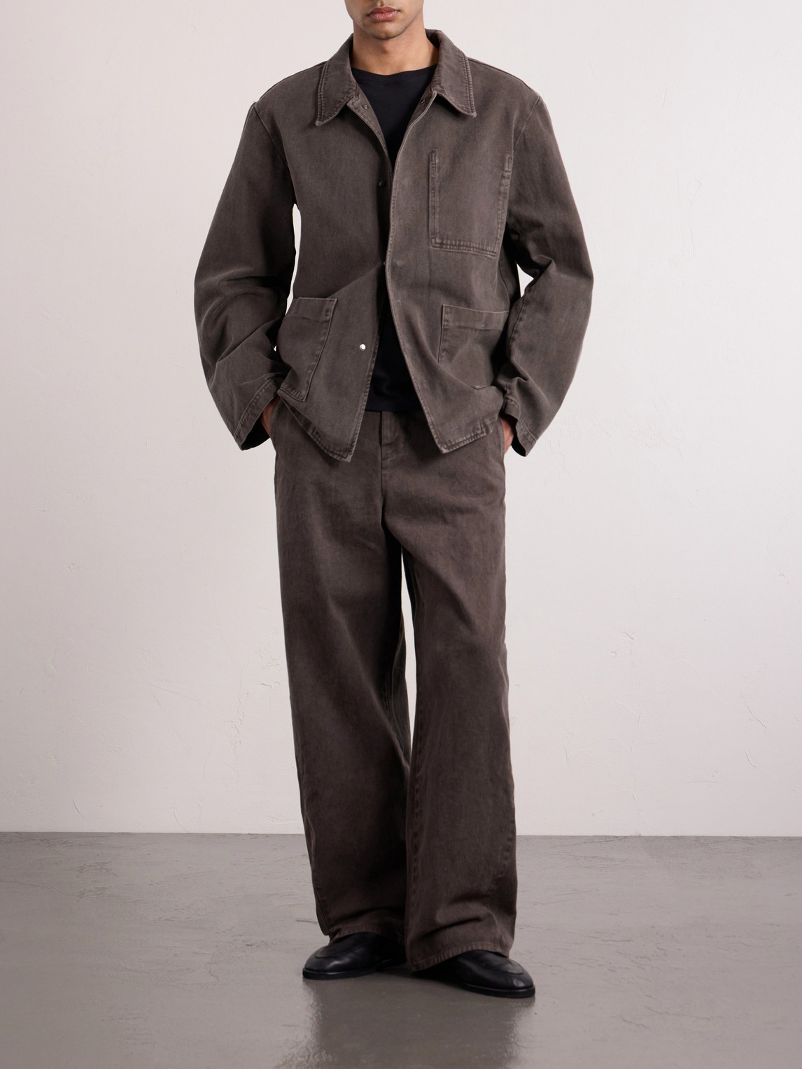 Garment Dyed Wide-Leg Jeans