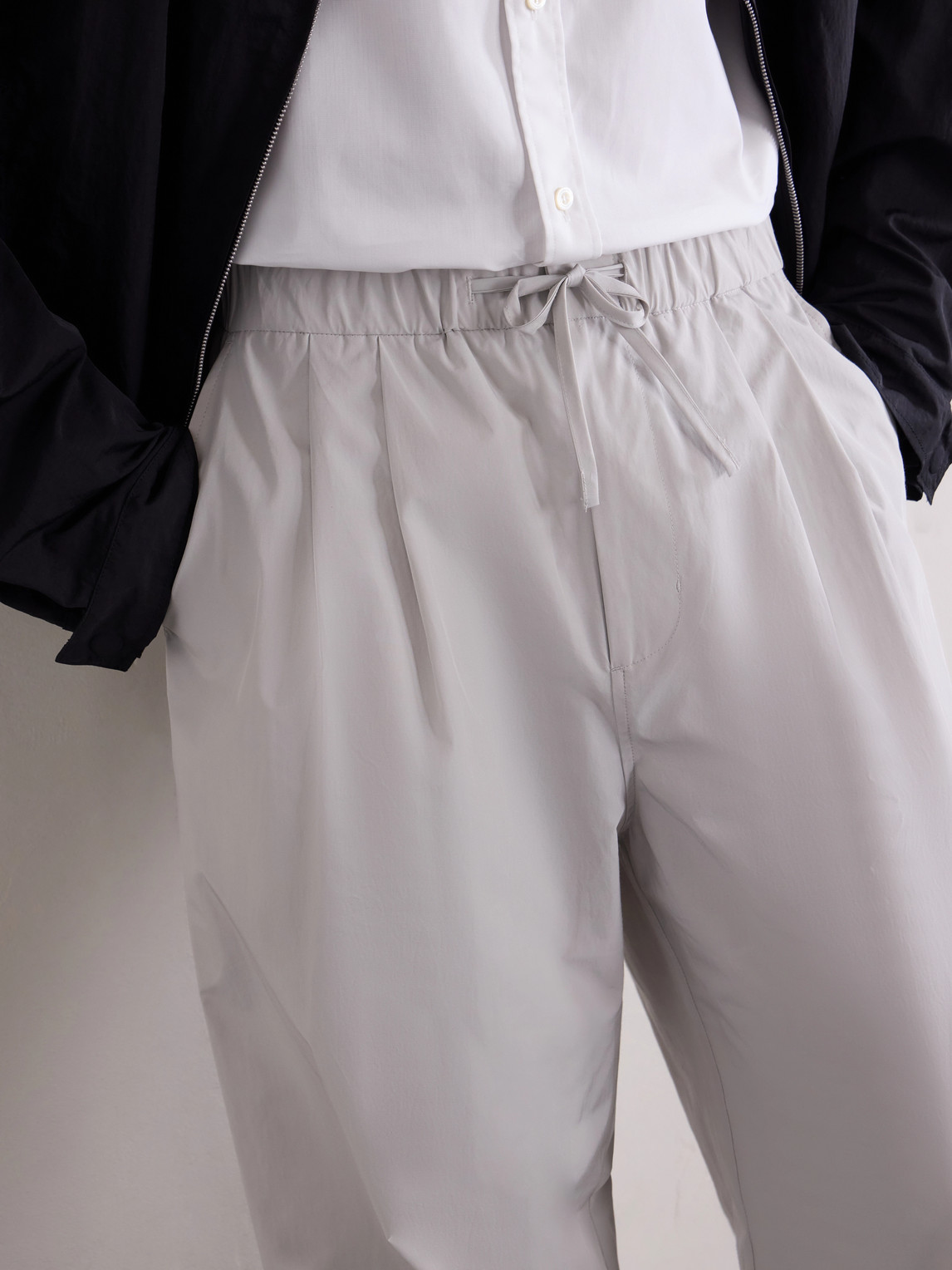 Drawstring Straight-Leg Woven Trousers