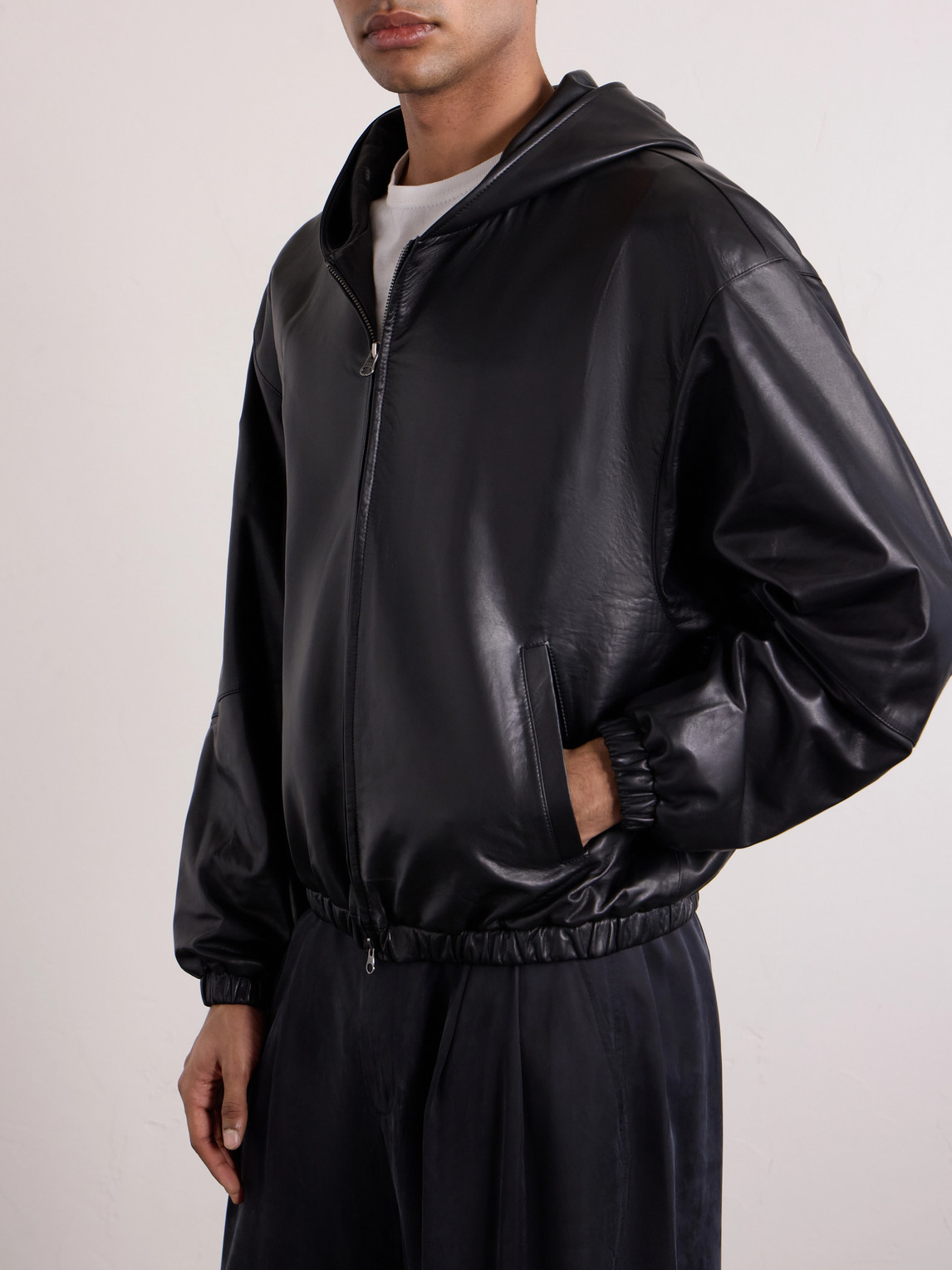 Hooded Jacket Leather