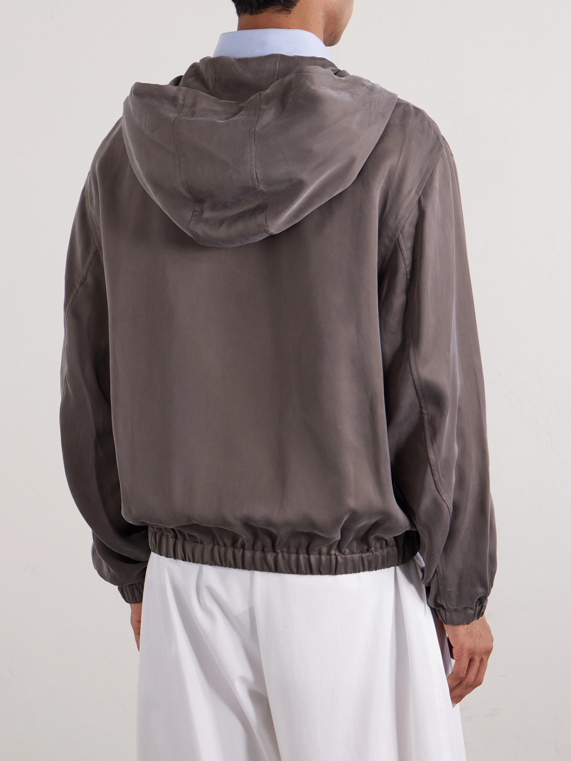  Amomento - Satin Hooded Jacket - Men - Brown - M 