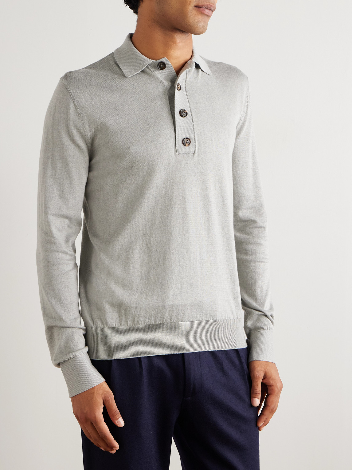 Slim-Fit Cotton And Cashmere-Blend Polo Shirt
