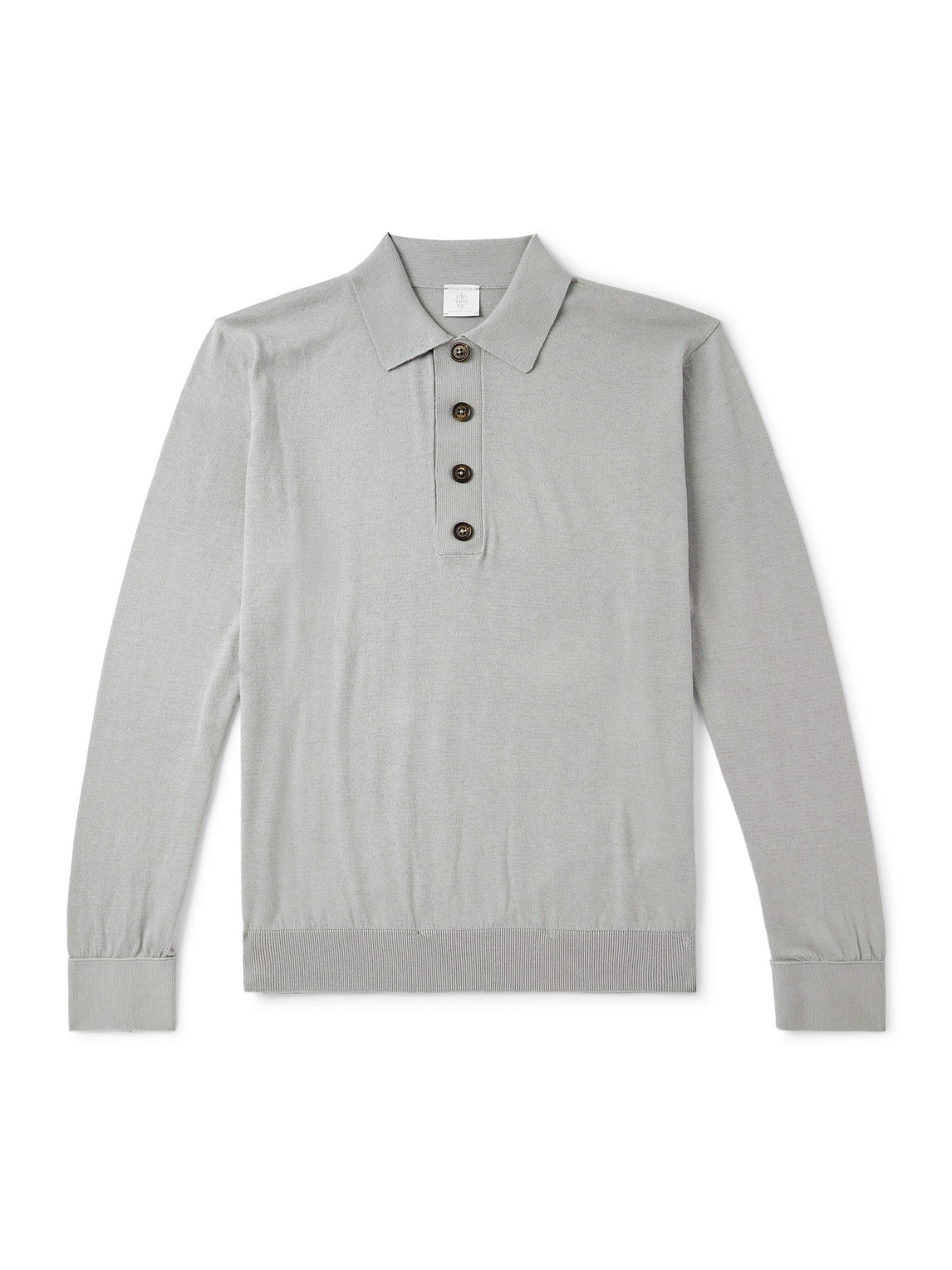 Eleventy Slim-fit Cotton And Cashmere-blend Polo Shirt In Gray