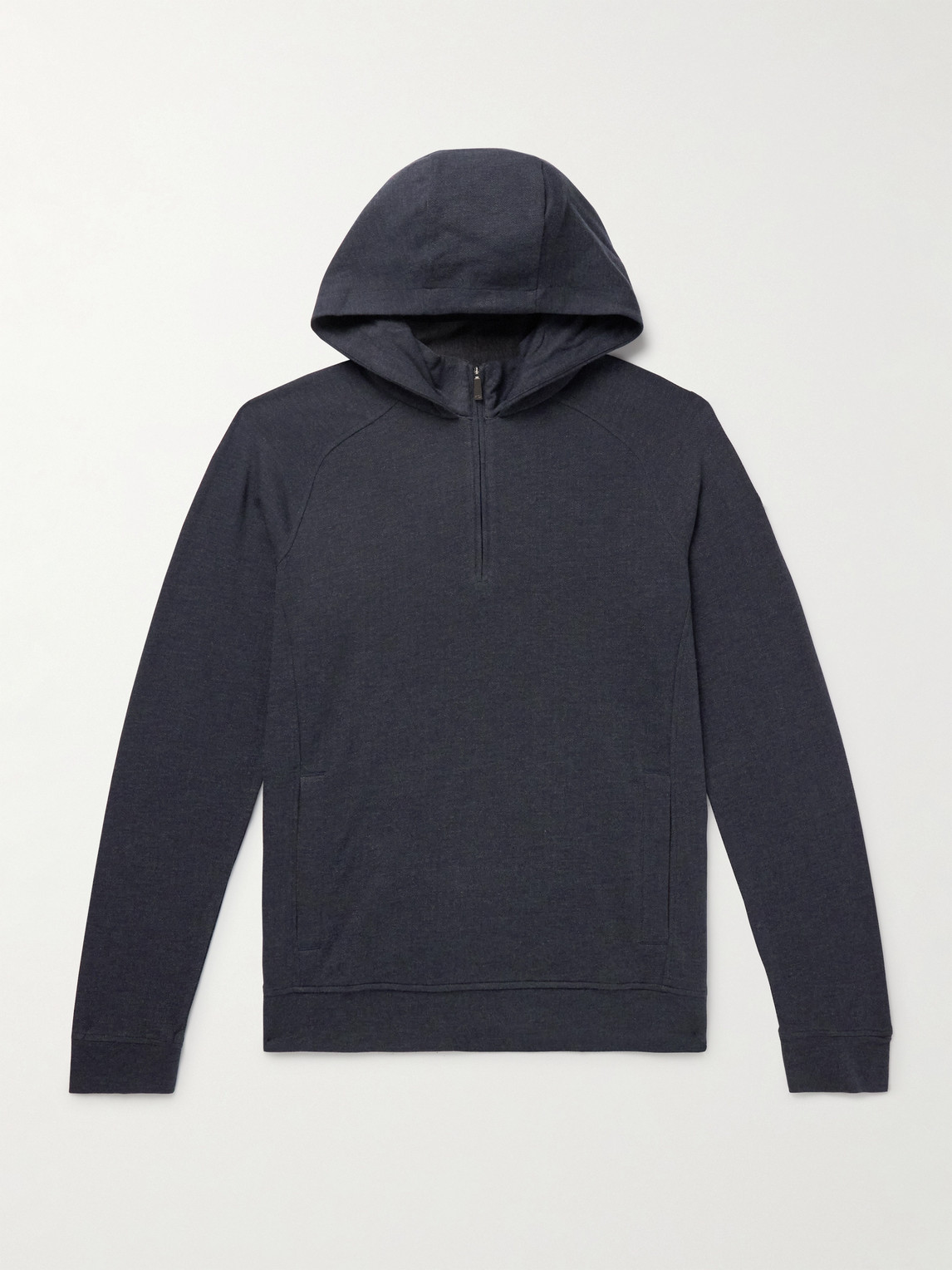 Kjus Inverness Eco-coffee Cotton-blend Jersey Half-zip Hoodie In Blue