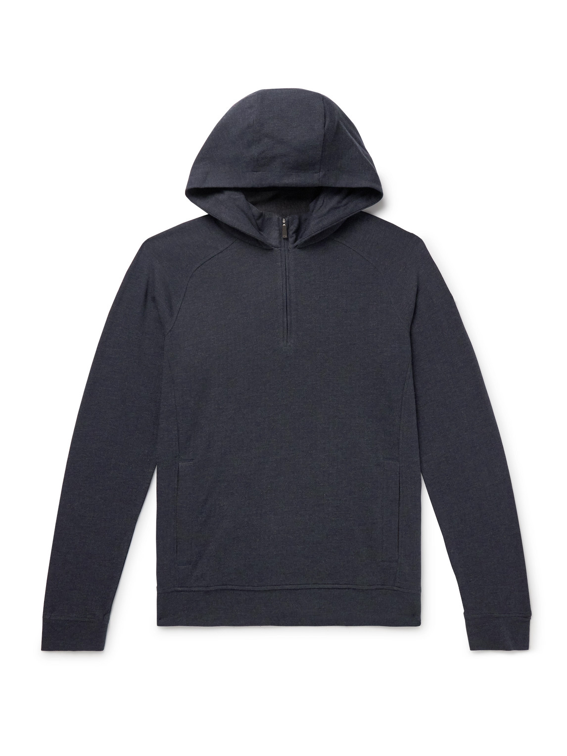 Kjus Inverness Eco-coffee Cotton-blend Jersey Half-zip Hoodie In Blue