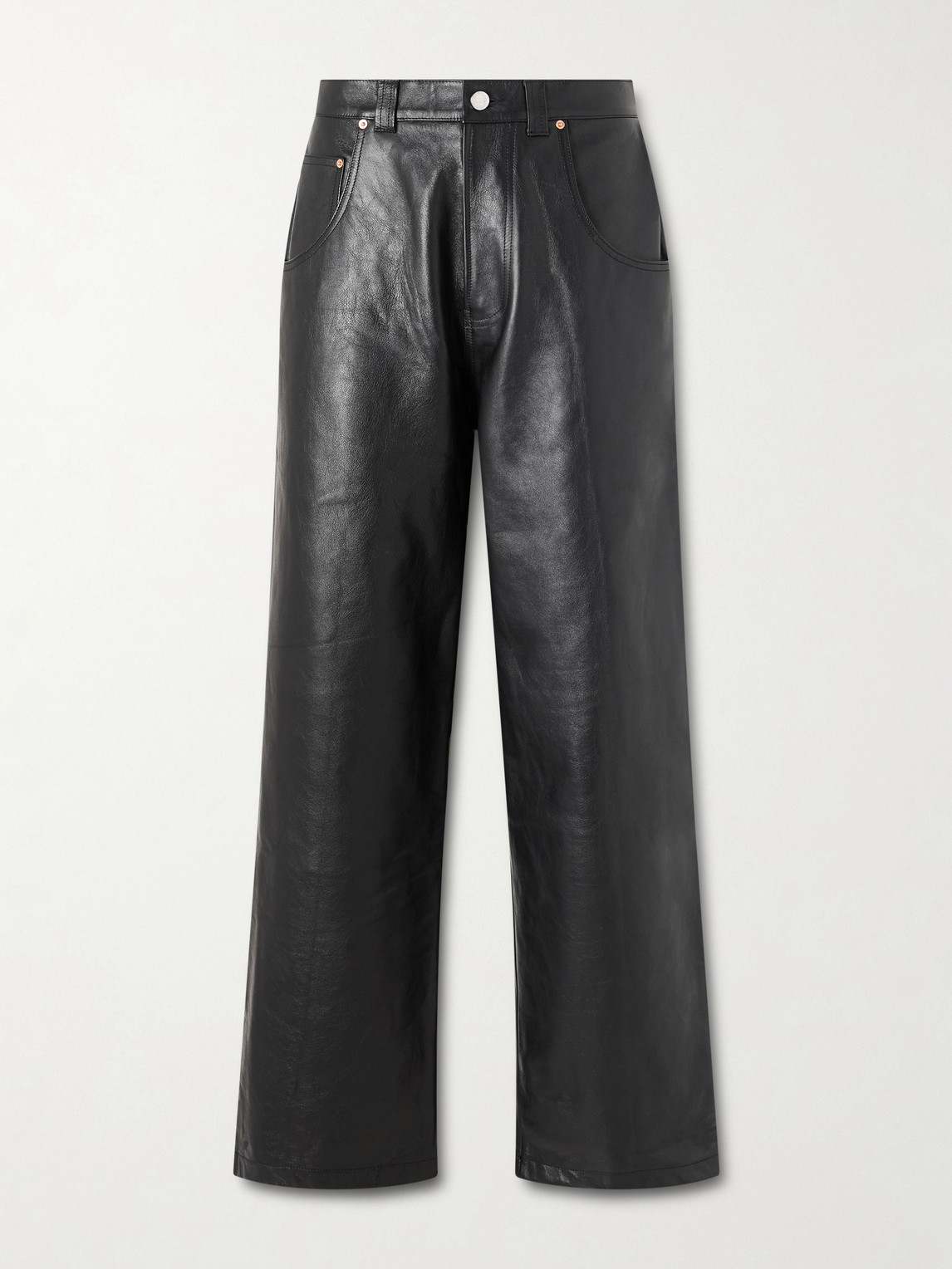 Vetements Straight-leg Leather Trousers In Black