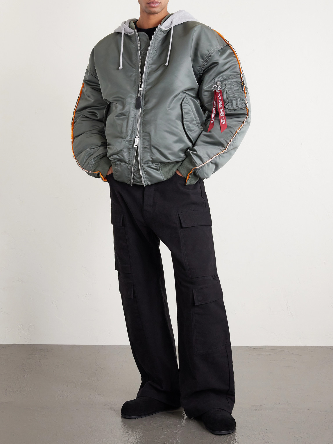 VETEMENTS - Padded Shell and Cotton-Blend Jersey Hooded Jacket