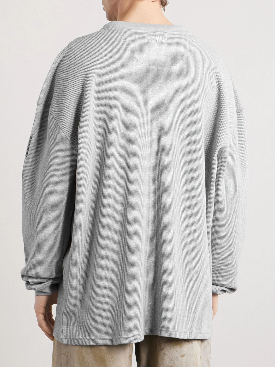  Vetements - Printed Waffle-knit Cotton Sweater - Men - Gray - S 