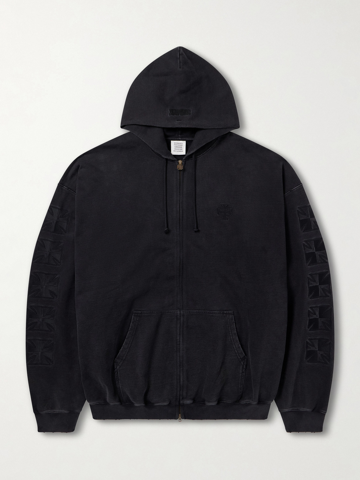 Vetements Logo-Embroidered Cotton-Jersey Zip-Up Hoodie - Men