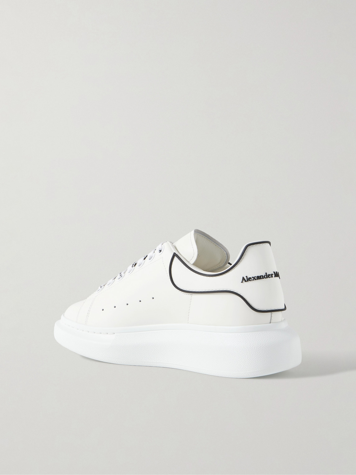 Alexander Mcqueen Chunky Leather Sneakers Featuring Perforated Profiles In White