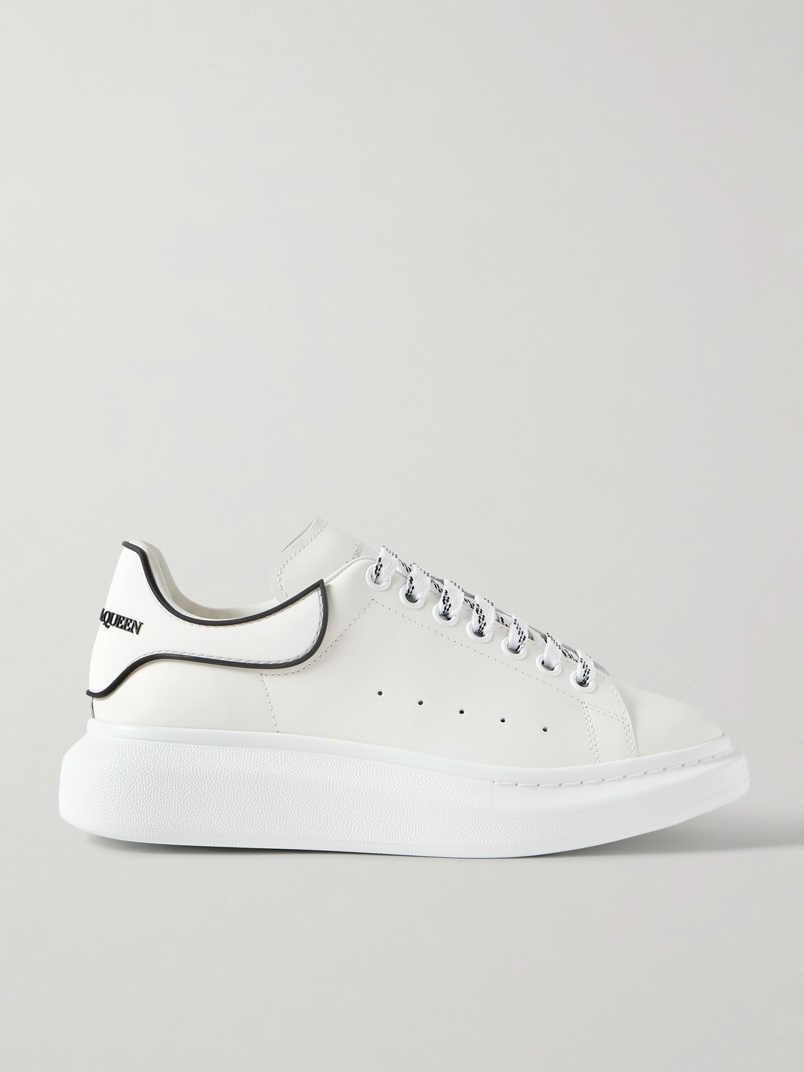 McQueen Exaggerated-Sole Rubber-Trimmed Leather Sneakers EU 40.5