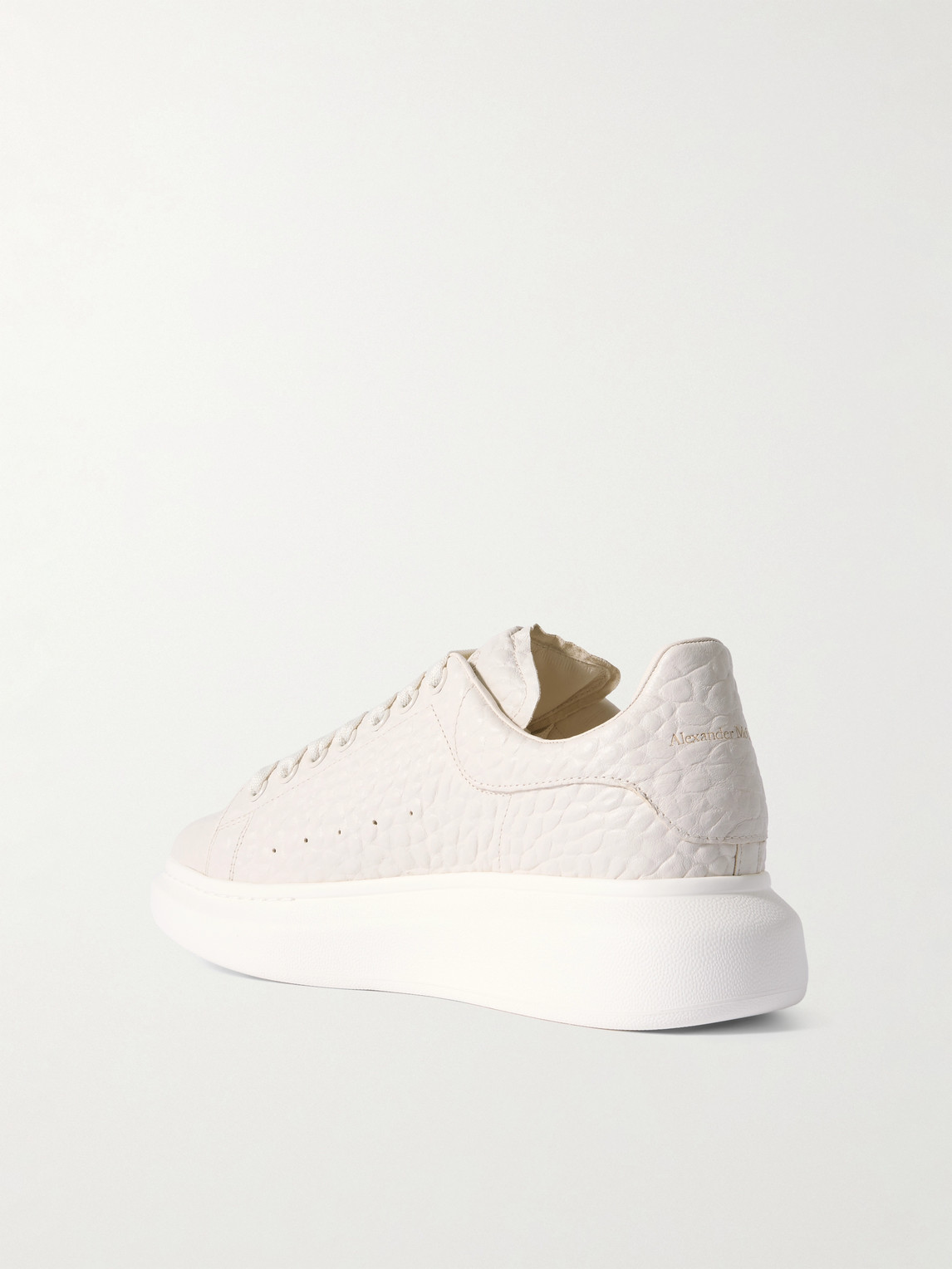 Alexander Mcqueen Exaggerated-sole Textured-leather Sneakers In Neutral