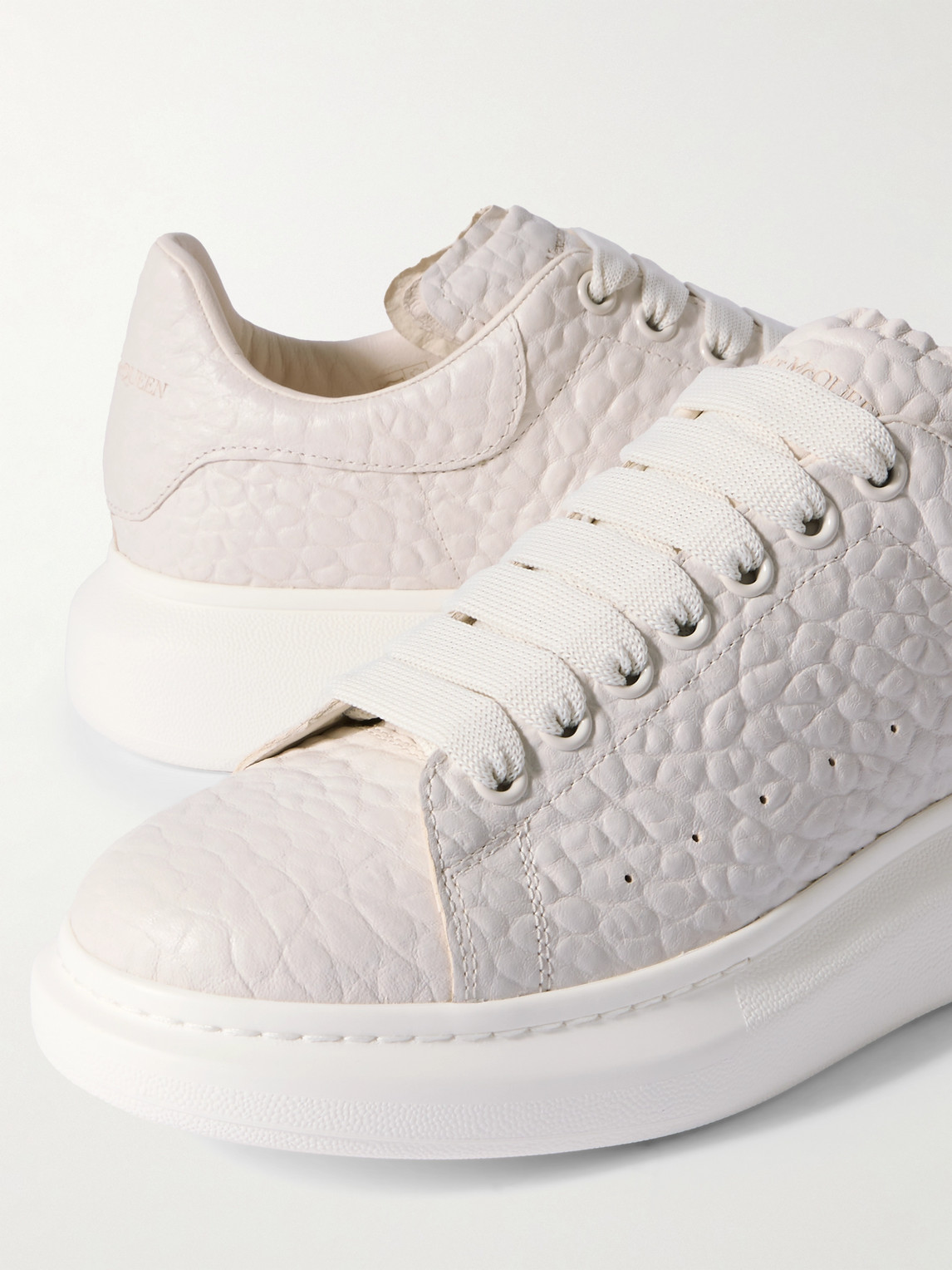 Alexander Mcqueen Exaggerated-sole Textured-leather Sneakers In Neutral