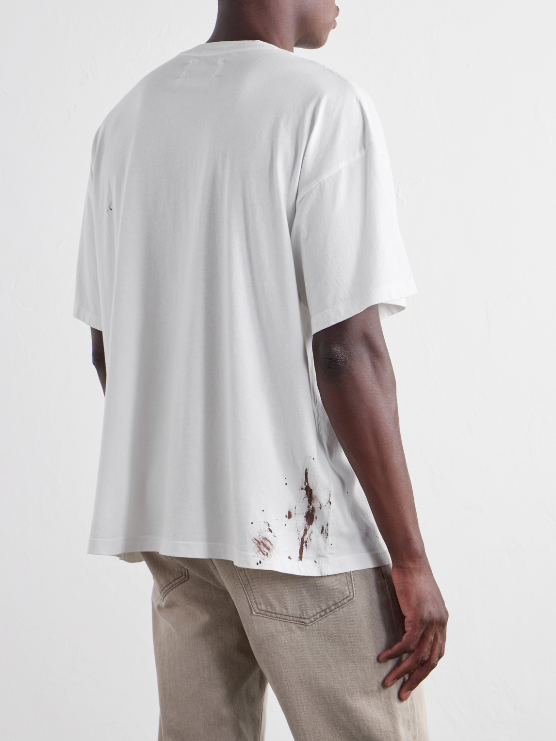 Minute Man Logo-Print Distress Cotton-Jersey T-Shirt