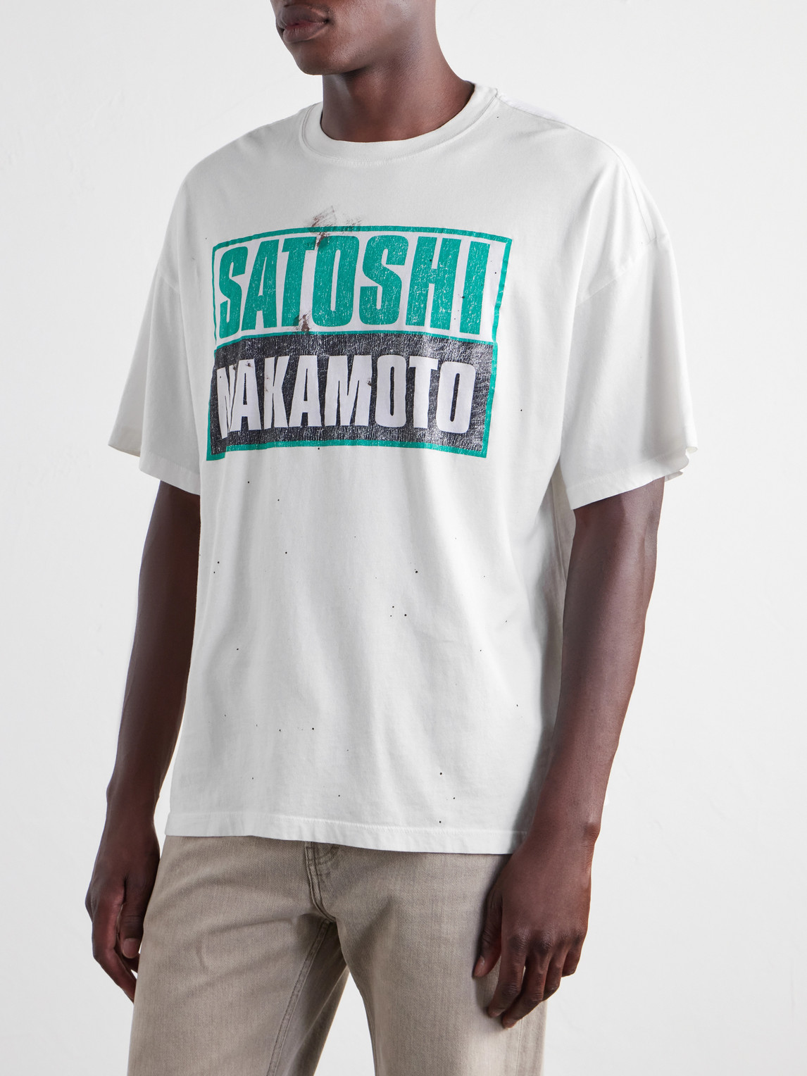 Minute Man Logo-Print Distress Cotton-Jersey T-Shirt