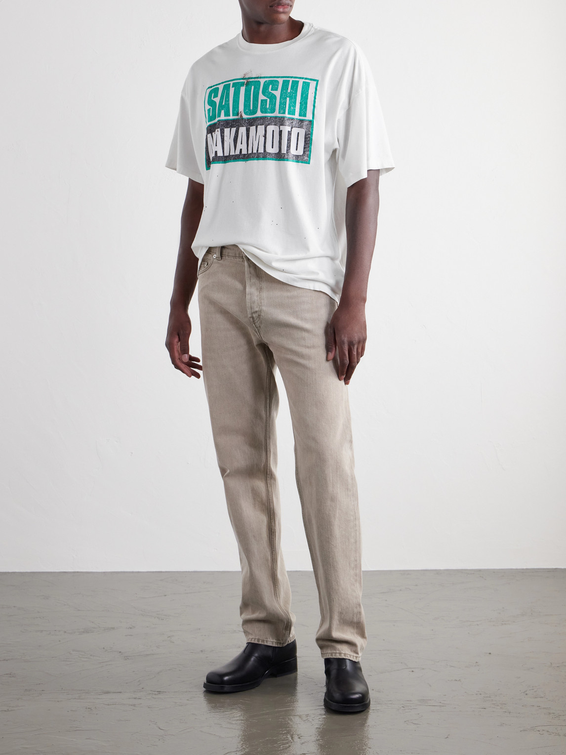 Minute Man Logo-Print Distress Cotton-Jersey T-Shirt