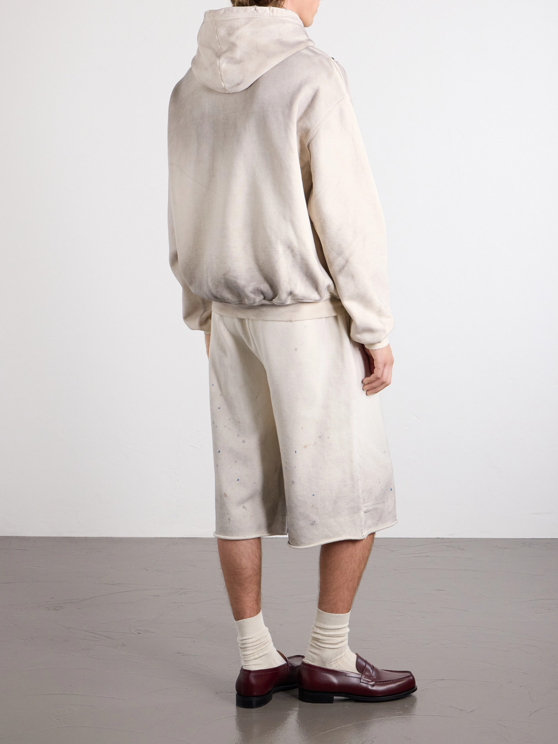  Satoshi Nakamoto - Necklace Logo-print Embellished Distressed Cotton-jersey Hoodie - Men - White - S 