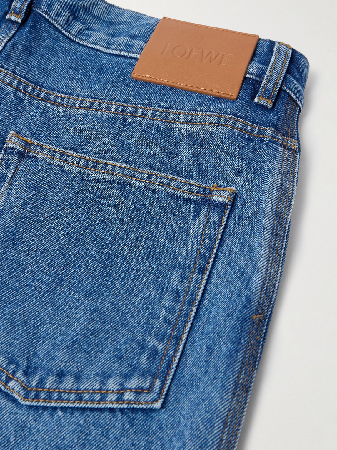 Loewe Denim Trousers Belt Loops Embroidered Back Pockets In Blue