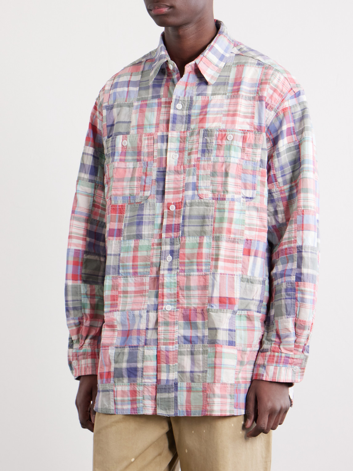 Beams Patchwork Checked Cotton Jacket In Multi