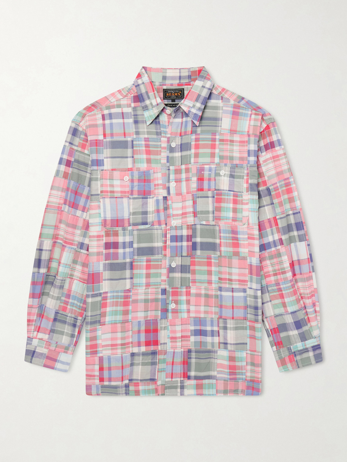 Beams Patchwork Checked Cotton Jacket In Multi