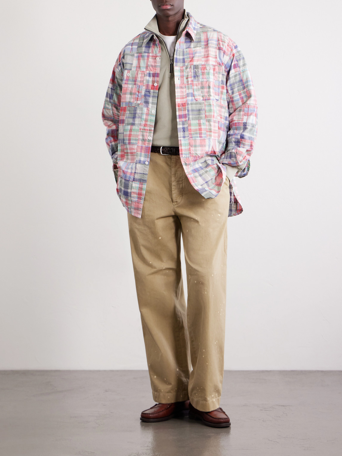 Beams Patchwork Checked Cotton Jacket In Multi