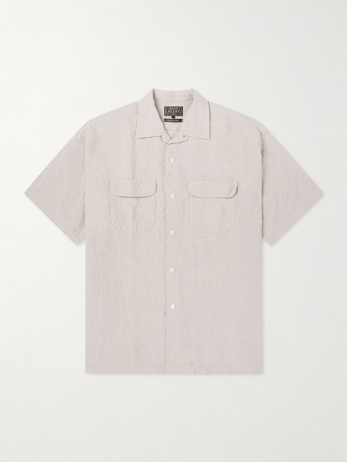 Beams Convertible-collar Linen Shirt In Neutral