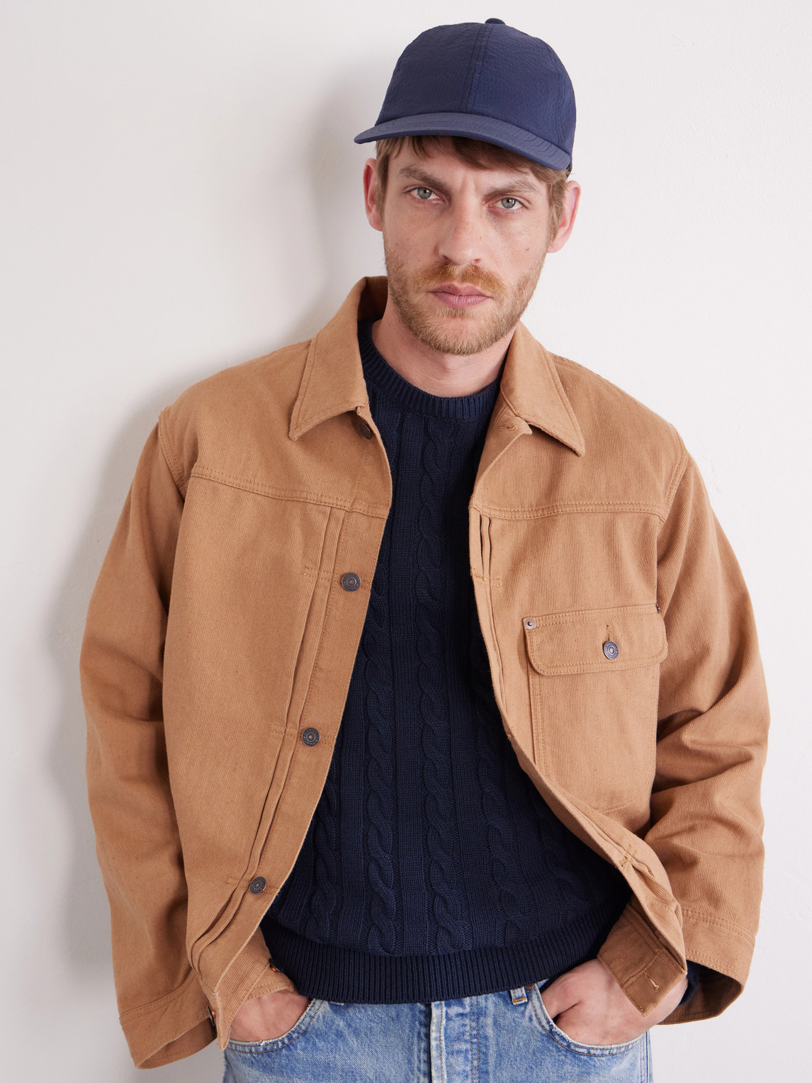 Beams 6 Panel Regimental Strap Seersucker Baseball Cap In Blue