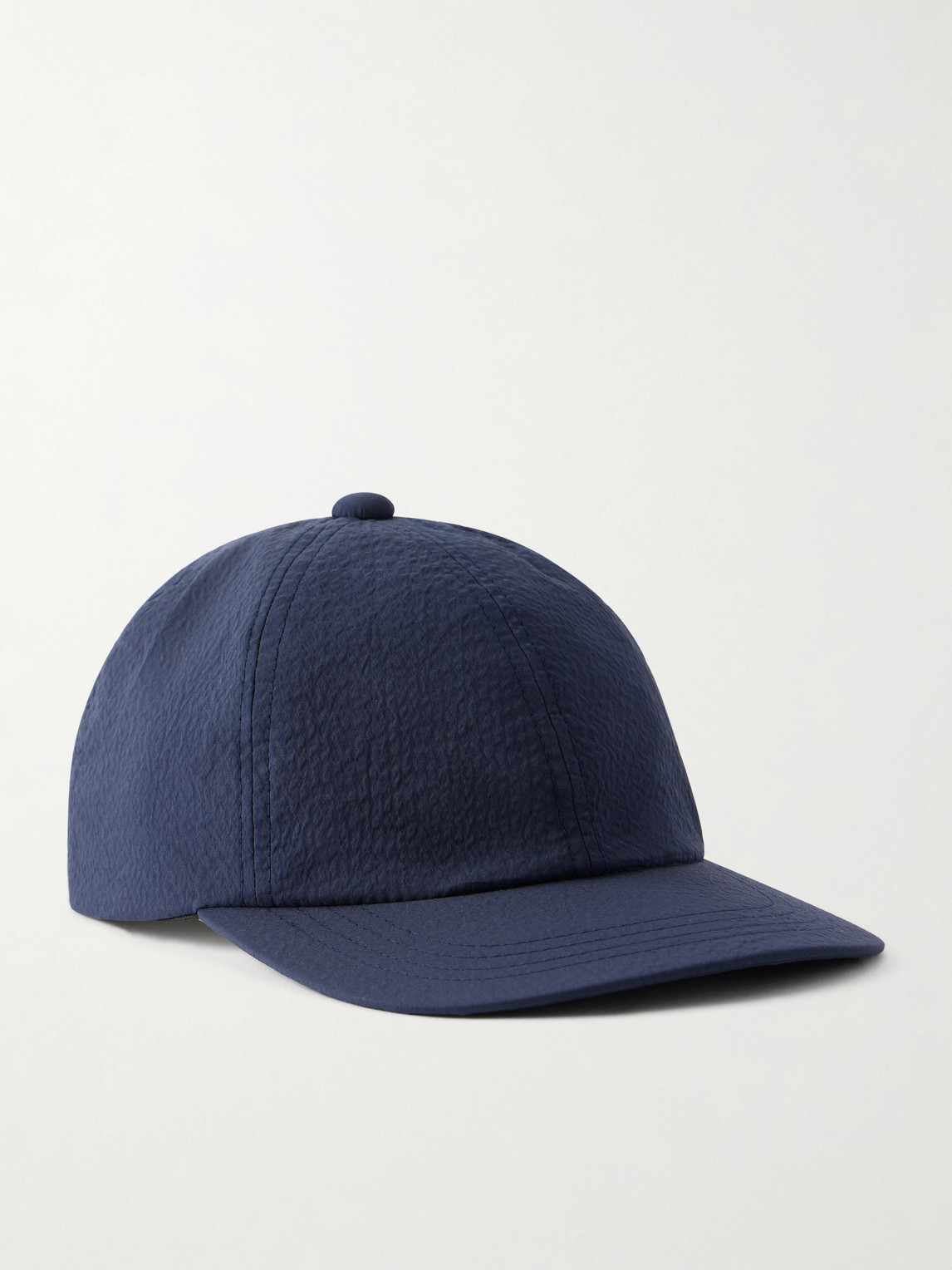 Beams 6 Panel Regimental Strap Seersucker Baseball Cap In Blue