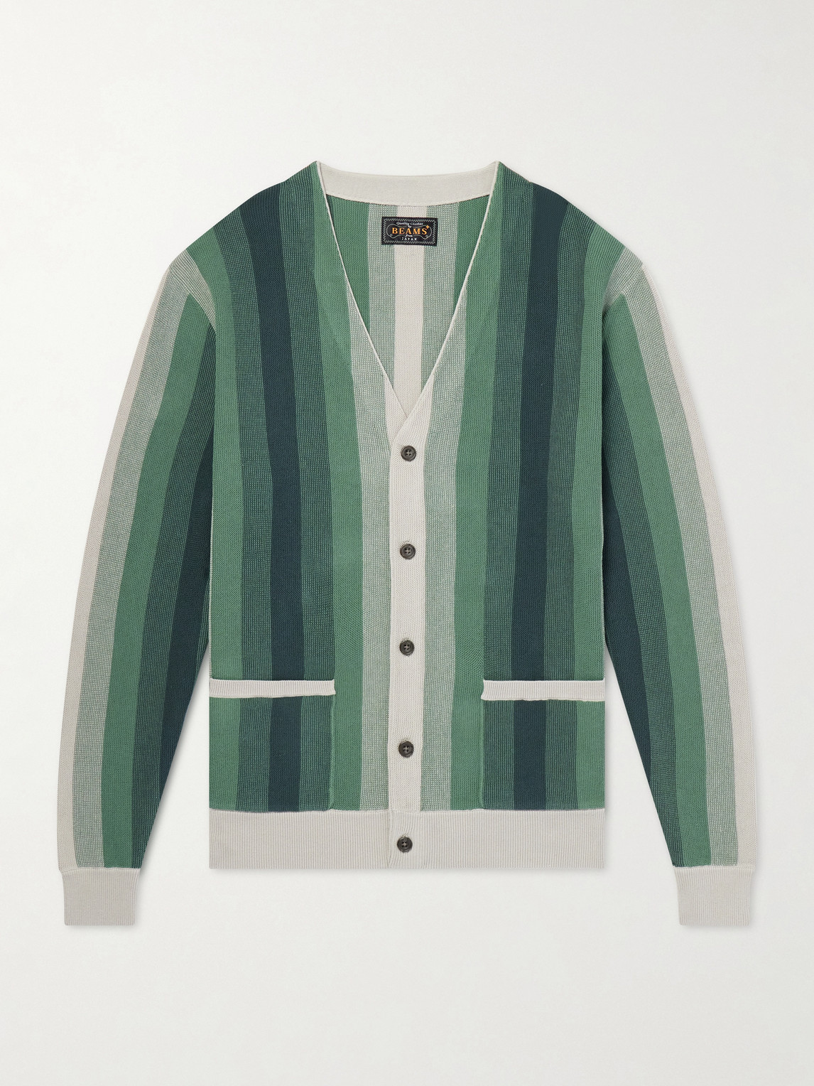 Beams Plus Striped Cotton Cardigan - Men