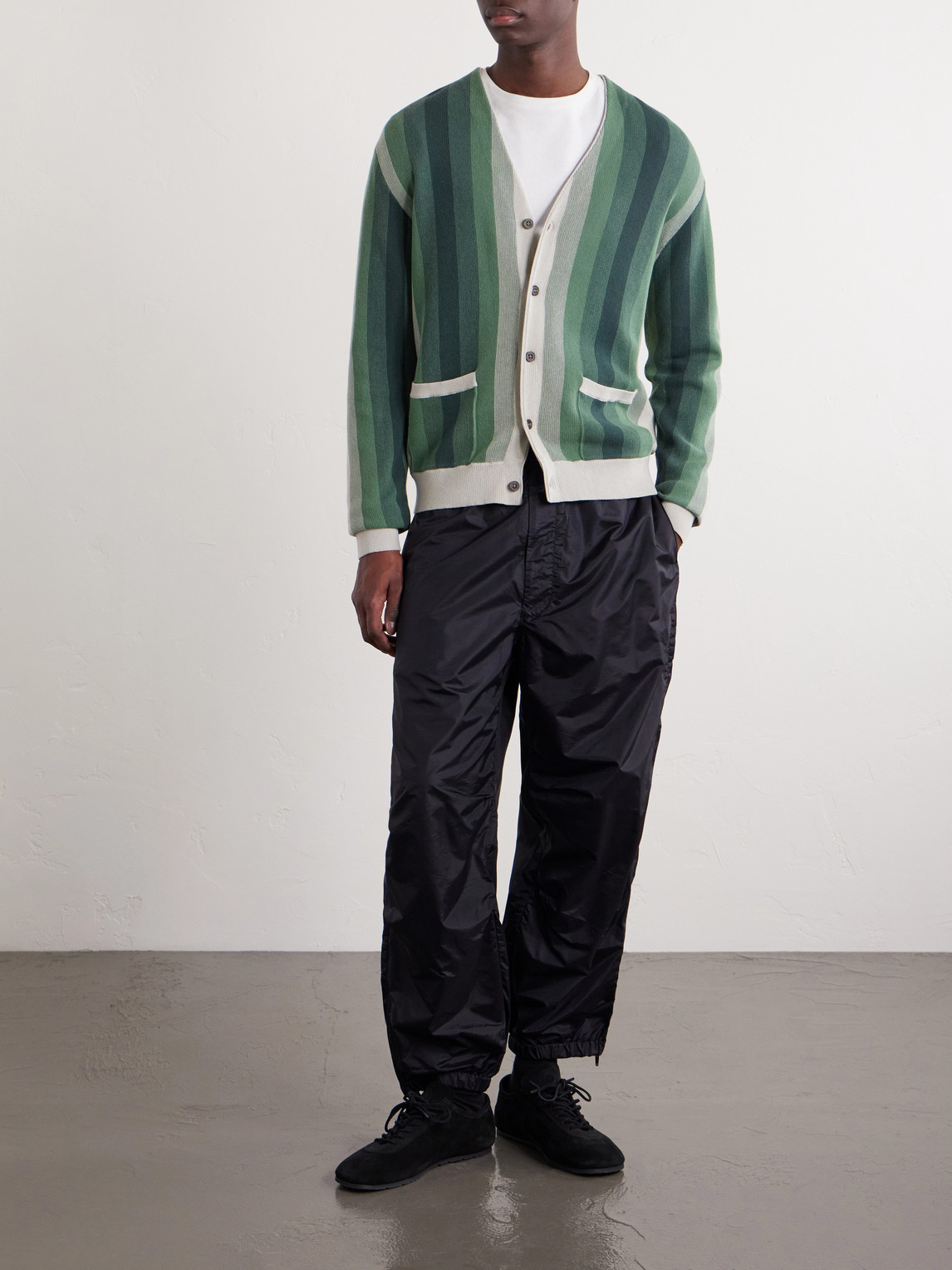 Beams Wool-blend Shell Drawstring Trousers In Black