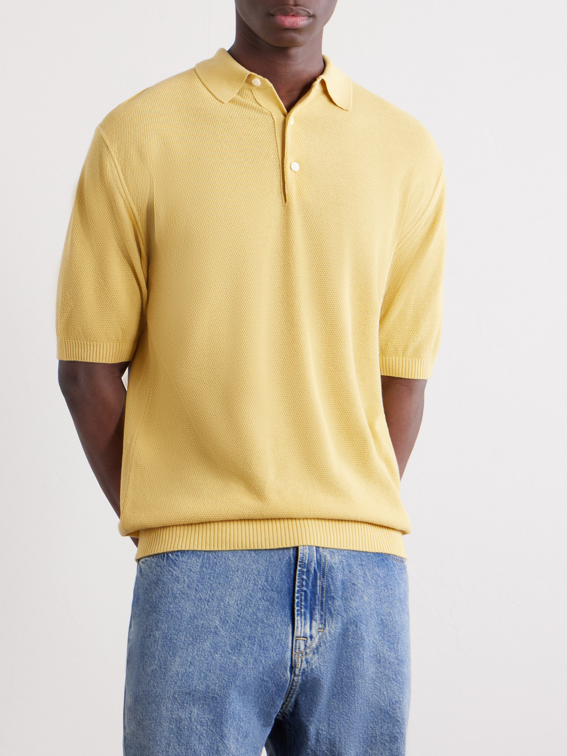  Beams Plus - Cotton-blend Piqué Polo Shirt - Men - Yellow - S 