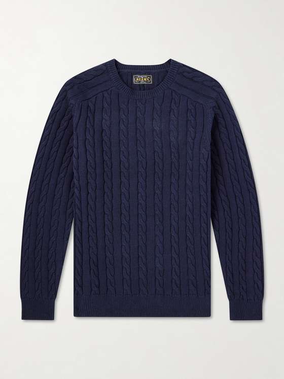 Beamsplus Cable-Knit Cotton Sweater