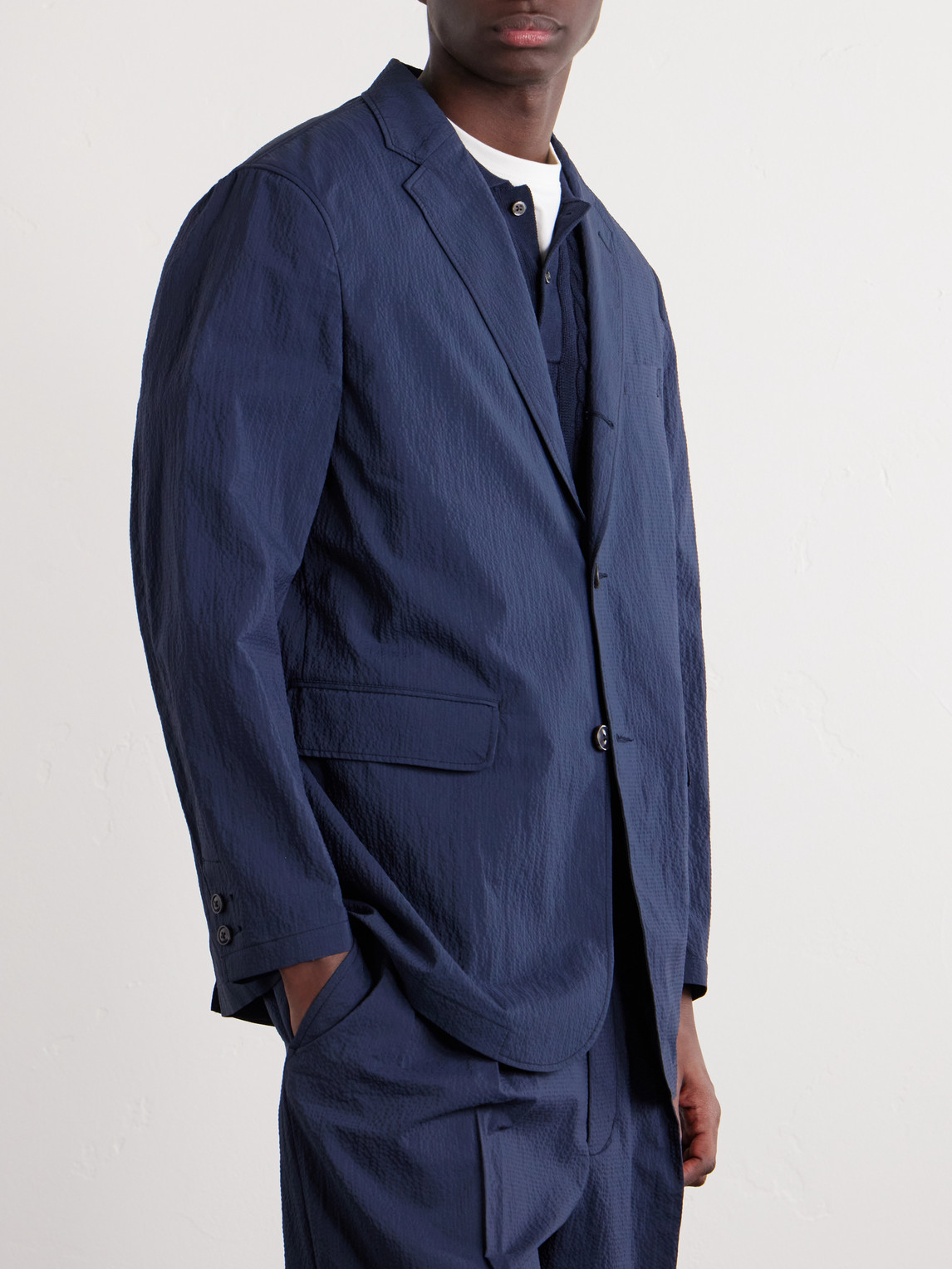  Beams Plus - 3b Anywhere(wear) Seersucker Blazer - Men - Blue - S 