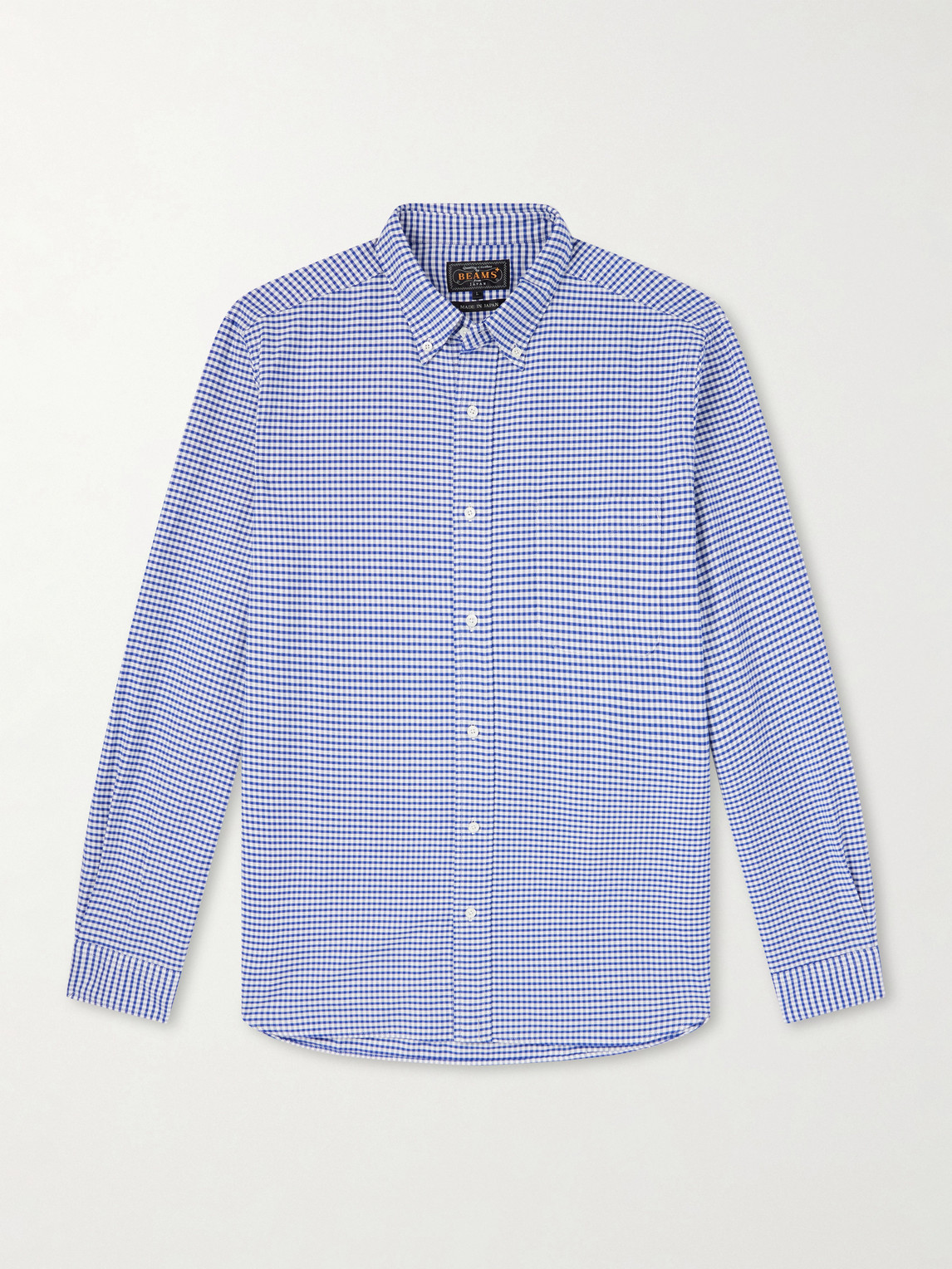 Beams Button-down Collar Checked Cotton Shirt In Blue