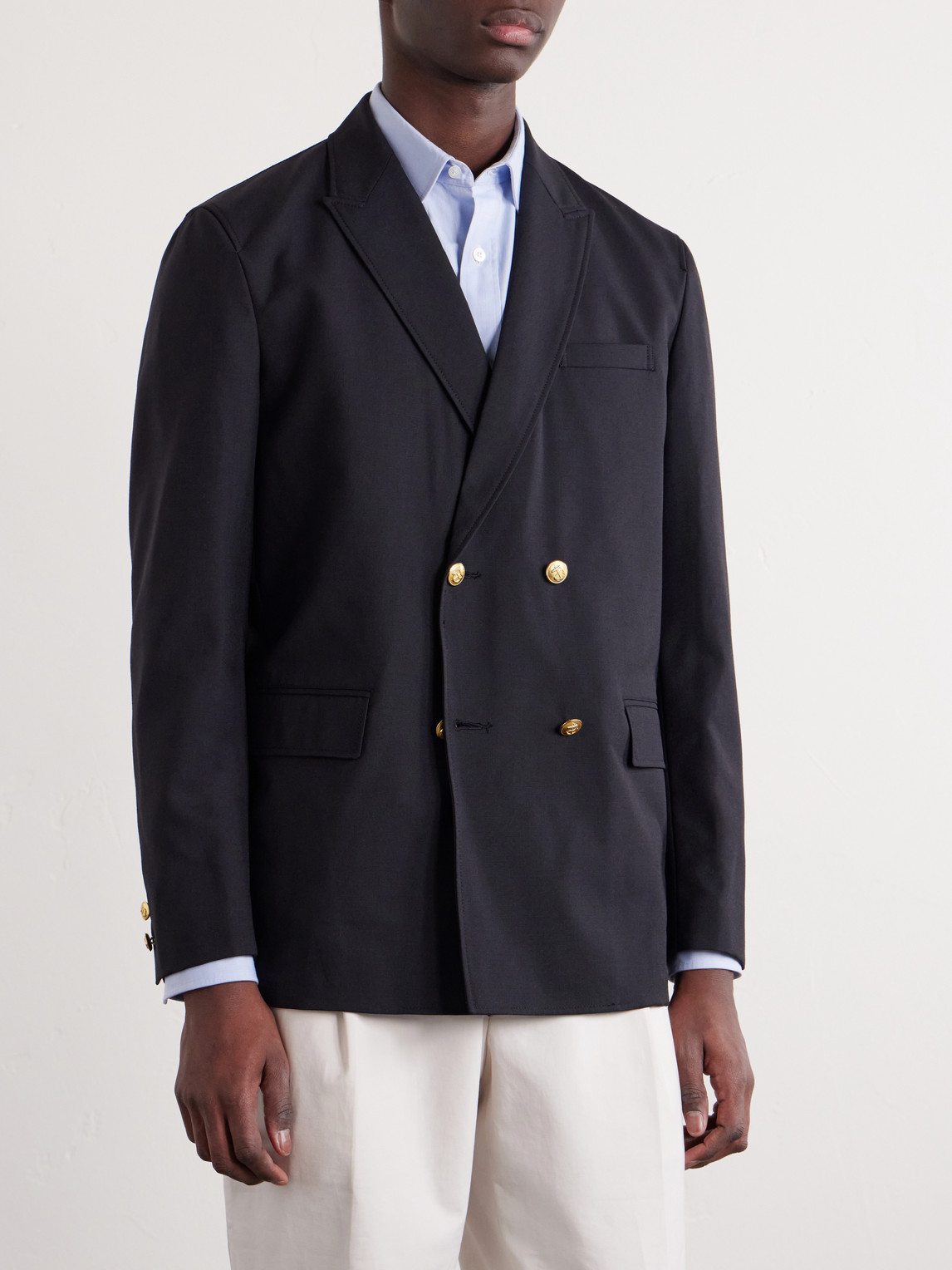  Beams Plus - Double-breasted Grain De Poudre Wool Blazer - Men - Blue - M 