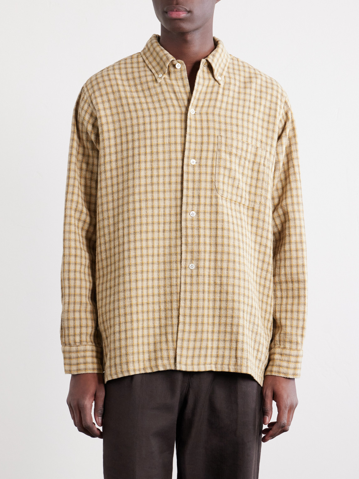  Beams Plus - Button-down Collar Checked Cotton Shirt - Men - Neutrals - S 