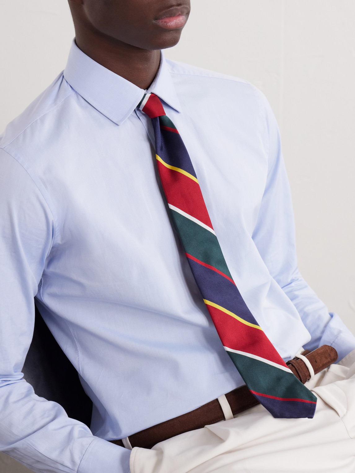 7cm Striped Silk-Twill Tie — 2