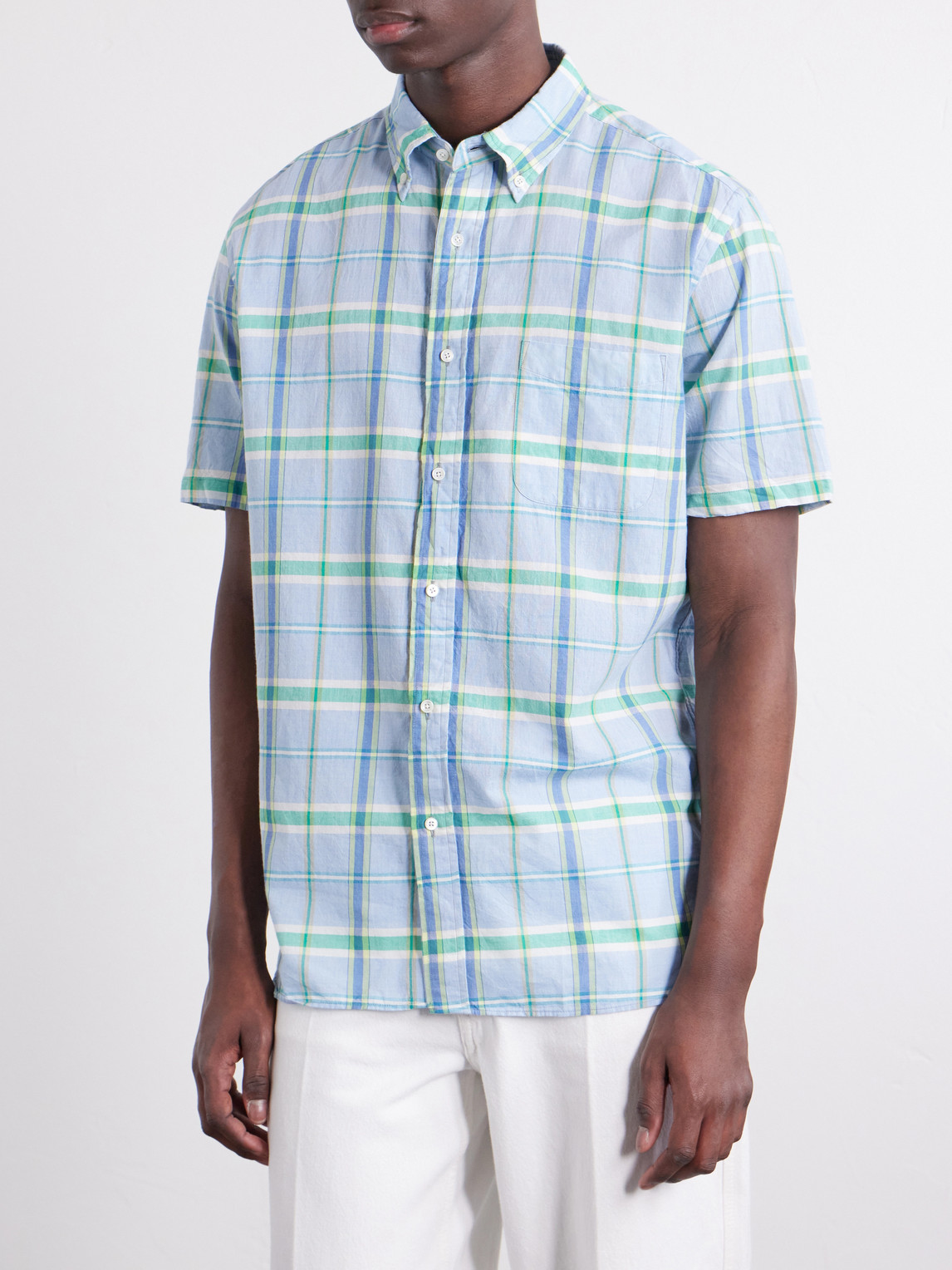  Beams Plus - Madras Button-down Collar Checked Cotton Shirt - Men - Blue - S 