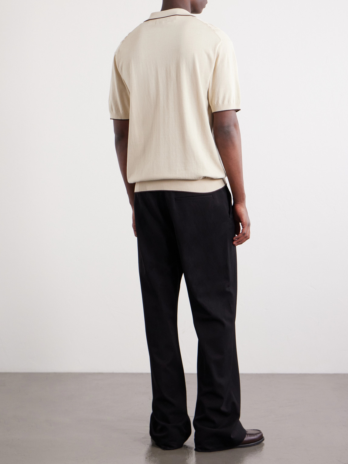  Beams Plus - Jacquard-knit Polo Shirt - Men - Neutrals - S 