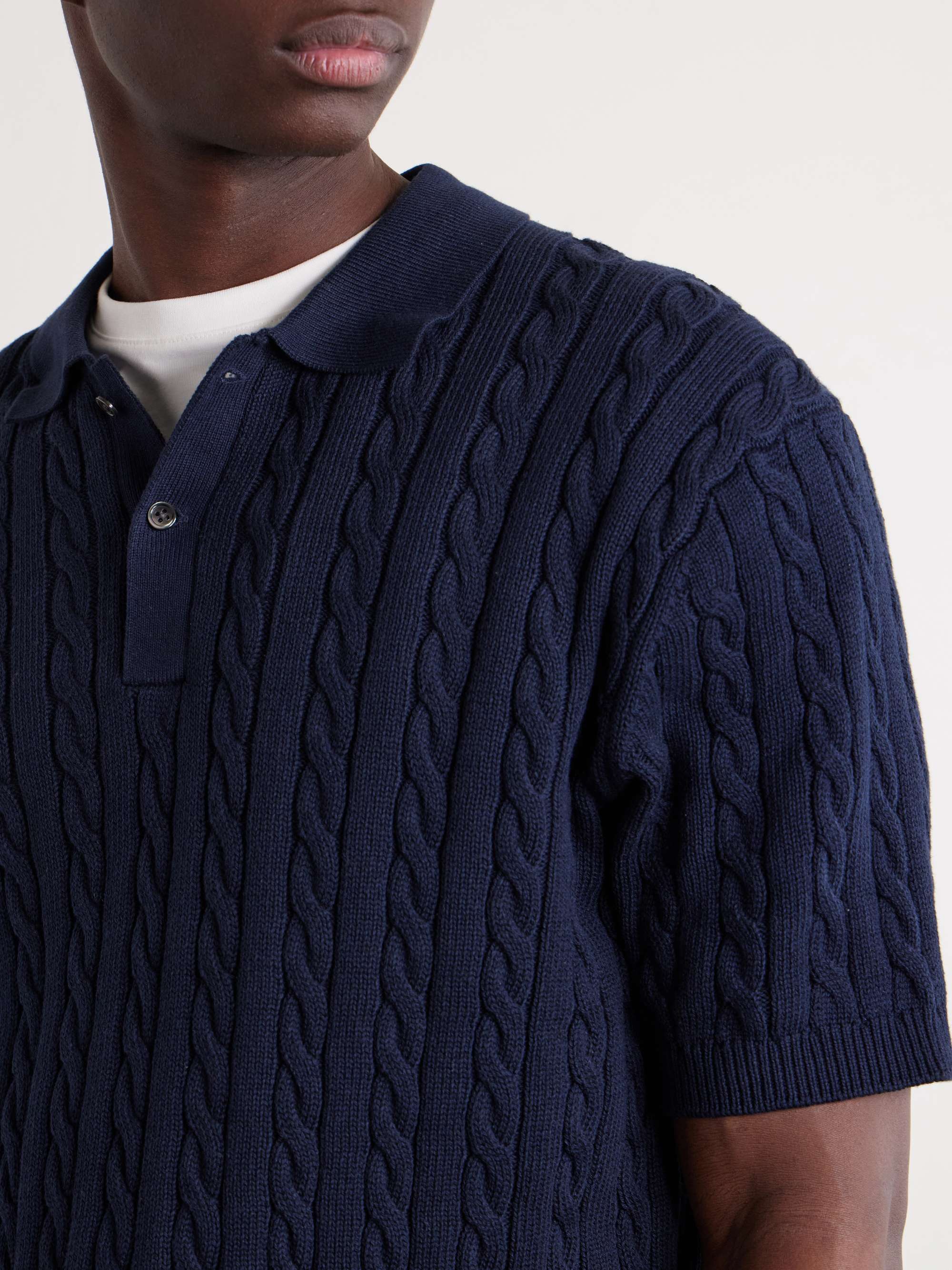 BEAMS PLUS Cable-Knit Cotton Polo Shirt for Men | MR PORTER