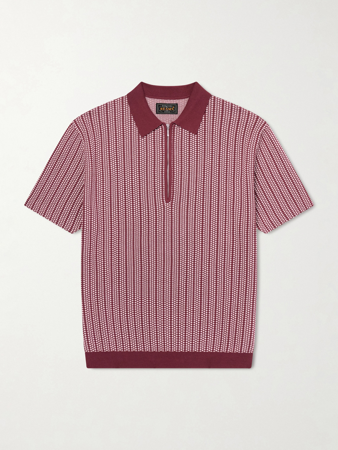 Beams Plus Jacquard-Knit Cotton Half-Zip Polo Shirt - Men