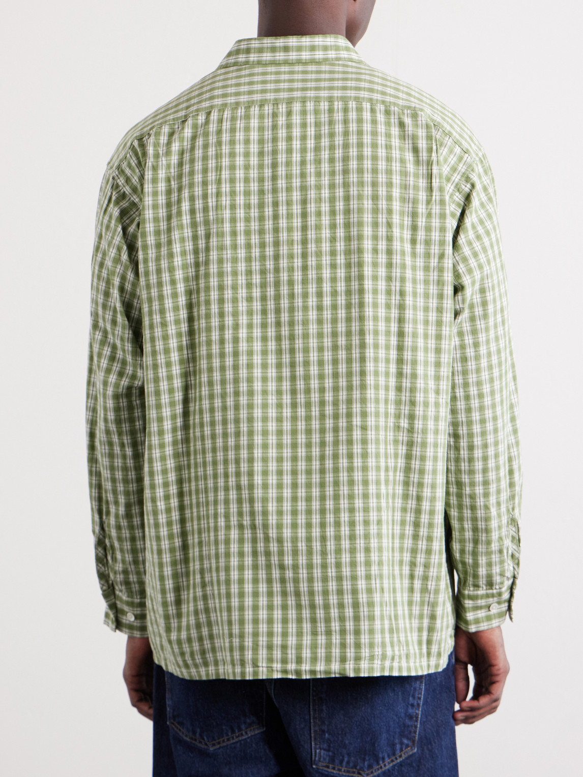  Beams Plus - Checked Madras Cotton Shirt - Men - Green - S 