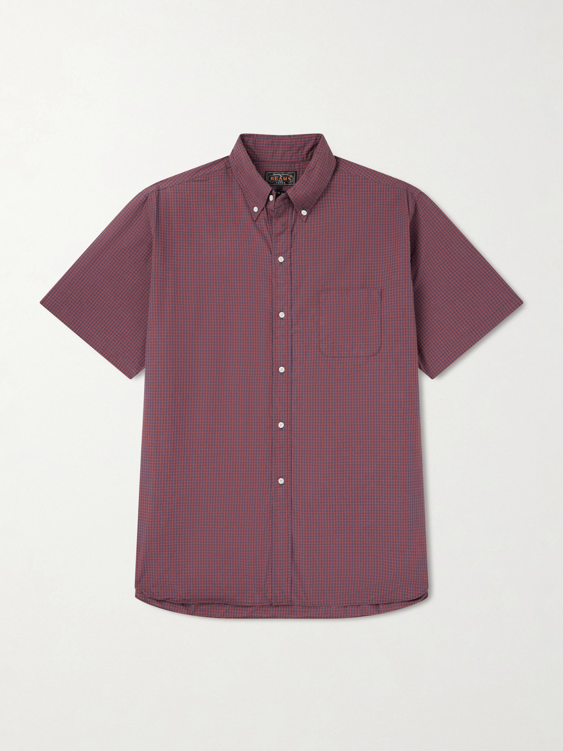 Beams Button-down Collar Checked Cotton Shirt In Purple