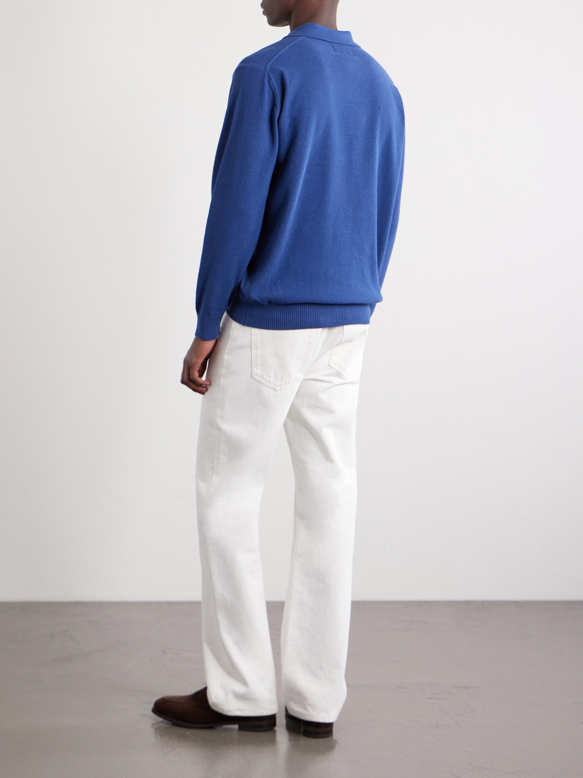  Beams Plus - Cotton-blend Piqué Polo Shirt - Men - Blue - S 