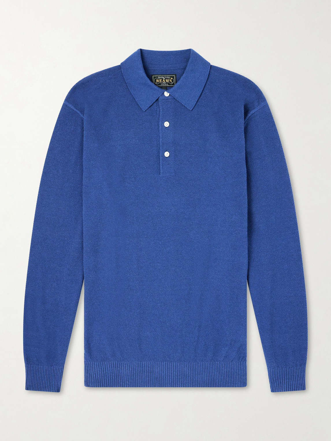 Beams Cotton-blend Piqué Polo Shirt In Blue